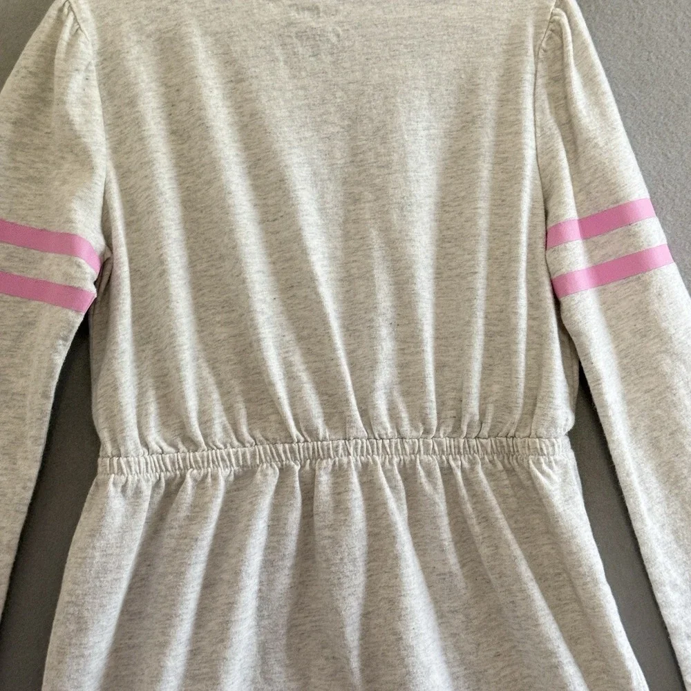 Gymboree Girls Tunic Dress Heather Grey, Pink Stripe Sleeve & Floral Pocket 10